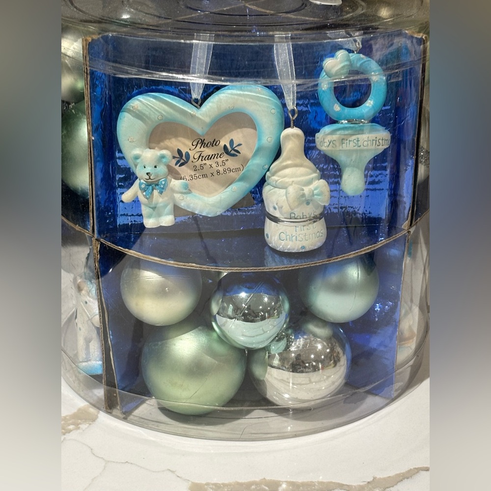 VTG Baby's First Christmas 66 Ornaments Set Boy Blue and Silver 2007 Target